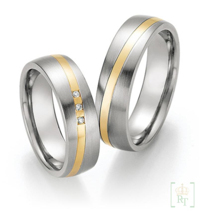 Trouwringen Staal Goud 14k 88-01870-60+88-01880-60