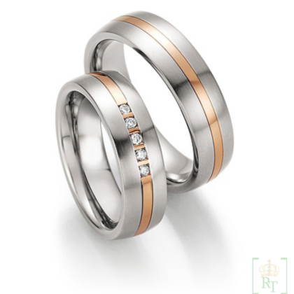 Trouwringen staal-goud 14k 88-60050-060+88-60060-060