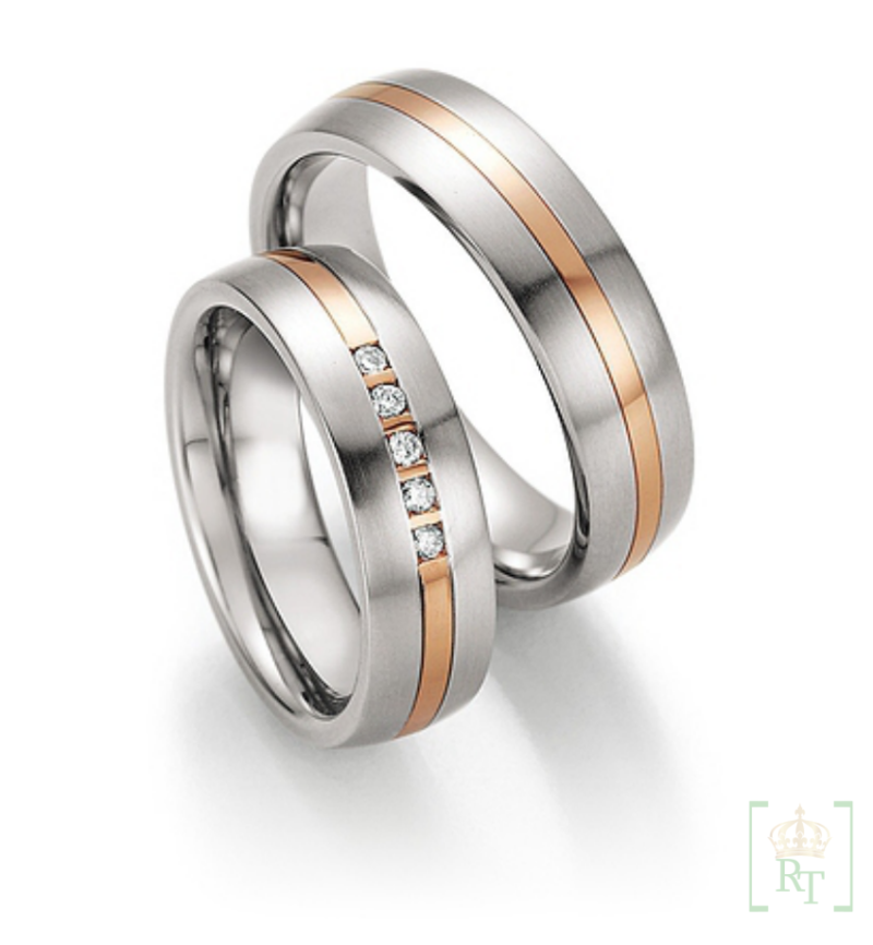 Trouwringen staal-goud 14k 88-60050-060+88-60060-060
