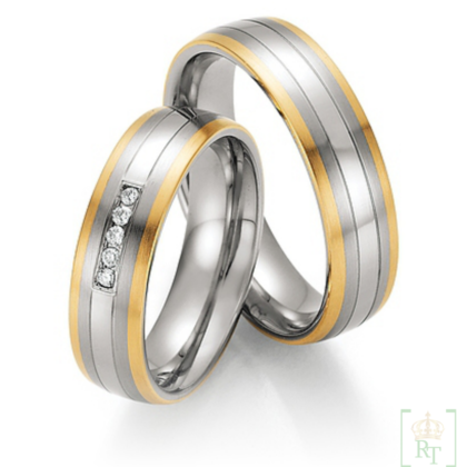 Trouwringen staal-goud 14k 88-60090-060+88-60100-060