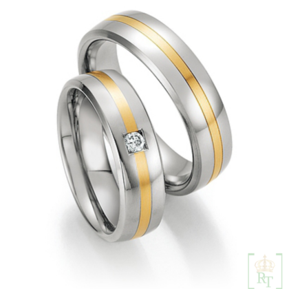Trouwringen staal-goud 14k 88-60110-060+88-60120-060