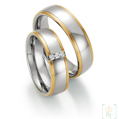 Trouwringen staal-goud 14k 88-60130-060+88-60140-060