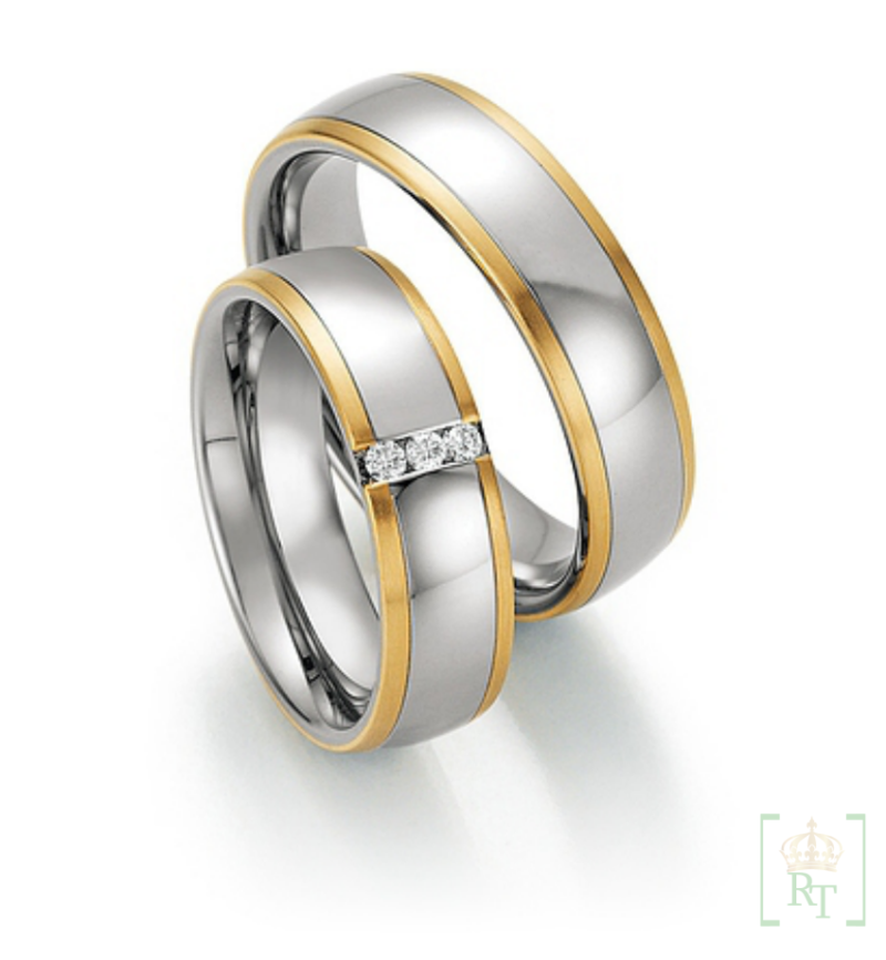 Trouwringen staal-goud 14k 88-60130-060+88-60140-060