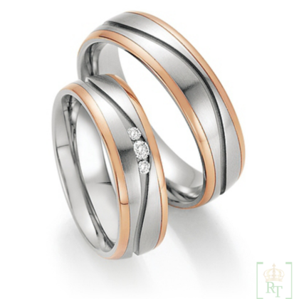 Trouwringen staal-goud 14k 88-60170-060+88-60180-060